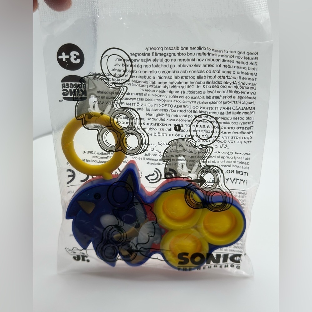 SEALED 2022 Burger King Jr. Sonic The Hedgehog Bubble Pop Clip‎ On Fidget Toy